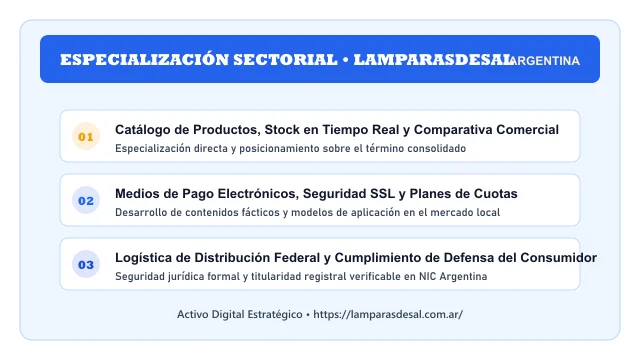 Pilares temáticos y especialización sectorial de Lamparasdesal en Argentina